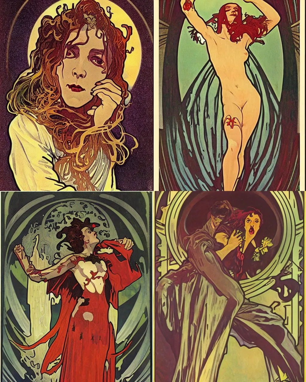 Prompt: dracula from space, alphonse mucha