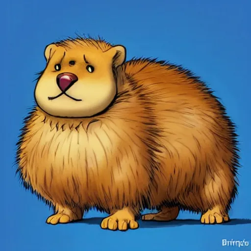 Image similar to A character based on a haggis, cartoon style, soft and cuddly with fur :: In the style of Dreamworks :: Art by Brian Bolland :: Trending on CGSociety :: Manga and Anime