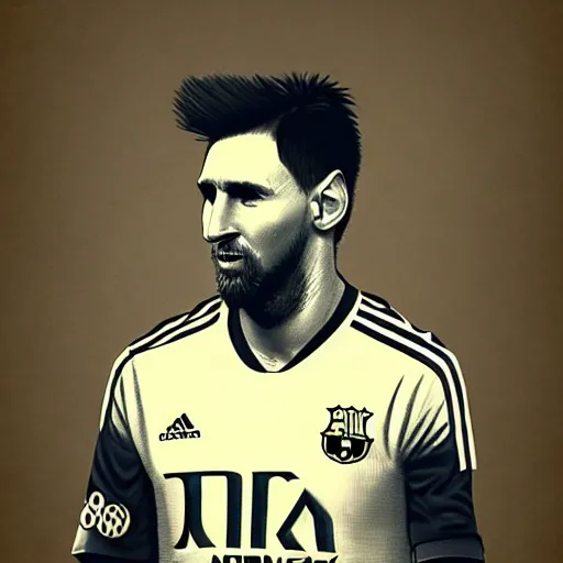 Image similar to a well designed portrait of Messi , detailed, realistic, Artstation, Greg Rutkowski, 8K resolution.