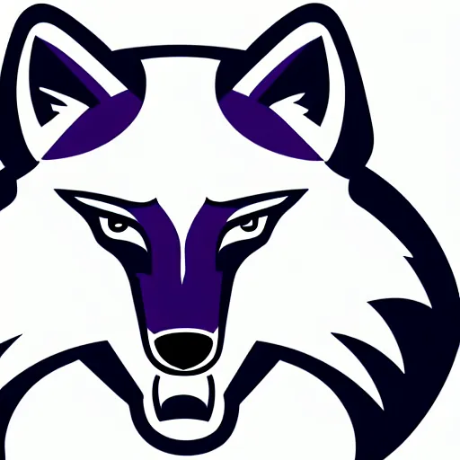 Image similar to a sports logo depicting a purple fox, on a white background, based on milwaukee bucks logo, simplistic,