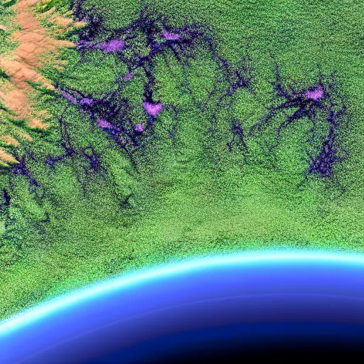 Prompt: beautiful sentinel satellite shot of a terraformation with natural colour scheme and artificial patterns veining the ground, photorealistic, very high quality