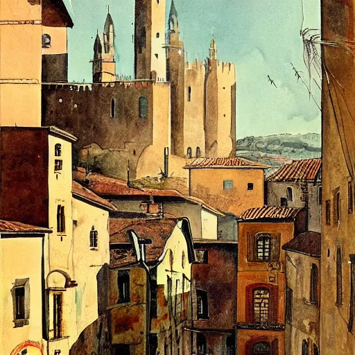 Image similar to old city by antonio berni