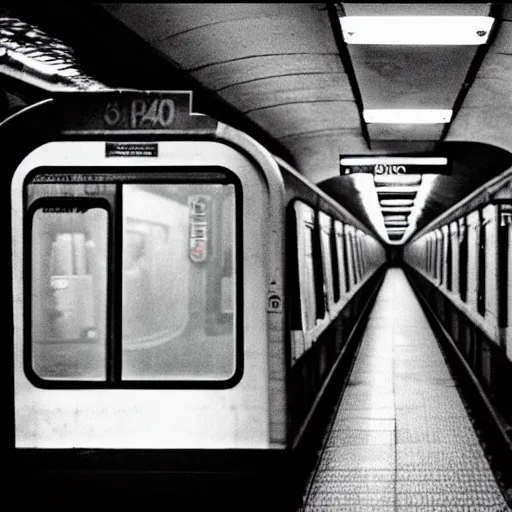 Prompt: max 4 0 0, photograph, new york subway, grain, slightly overexposed, ricoh