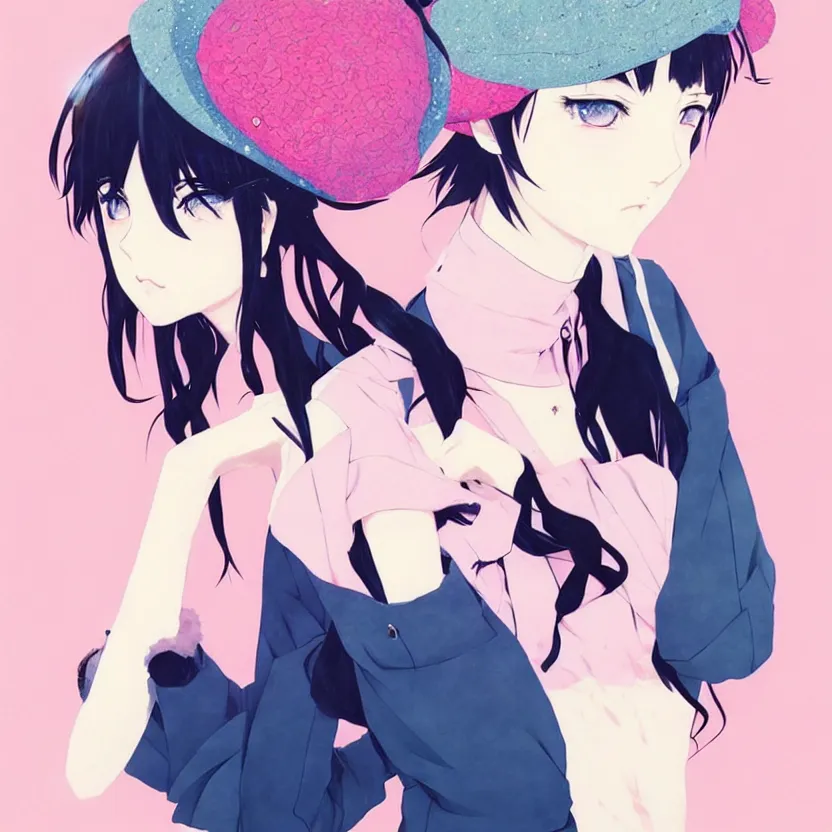 Image similar to girl wearing a beret, very anime!!! anime!! intricate details, aesthetically pleasing pastel colors, art by conrad roset and ilya kuvshinov