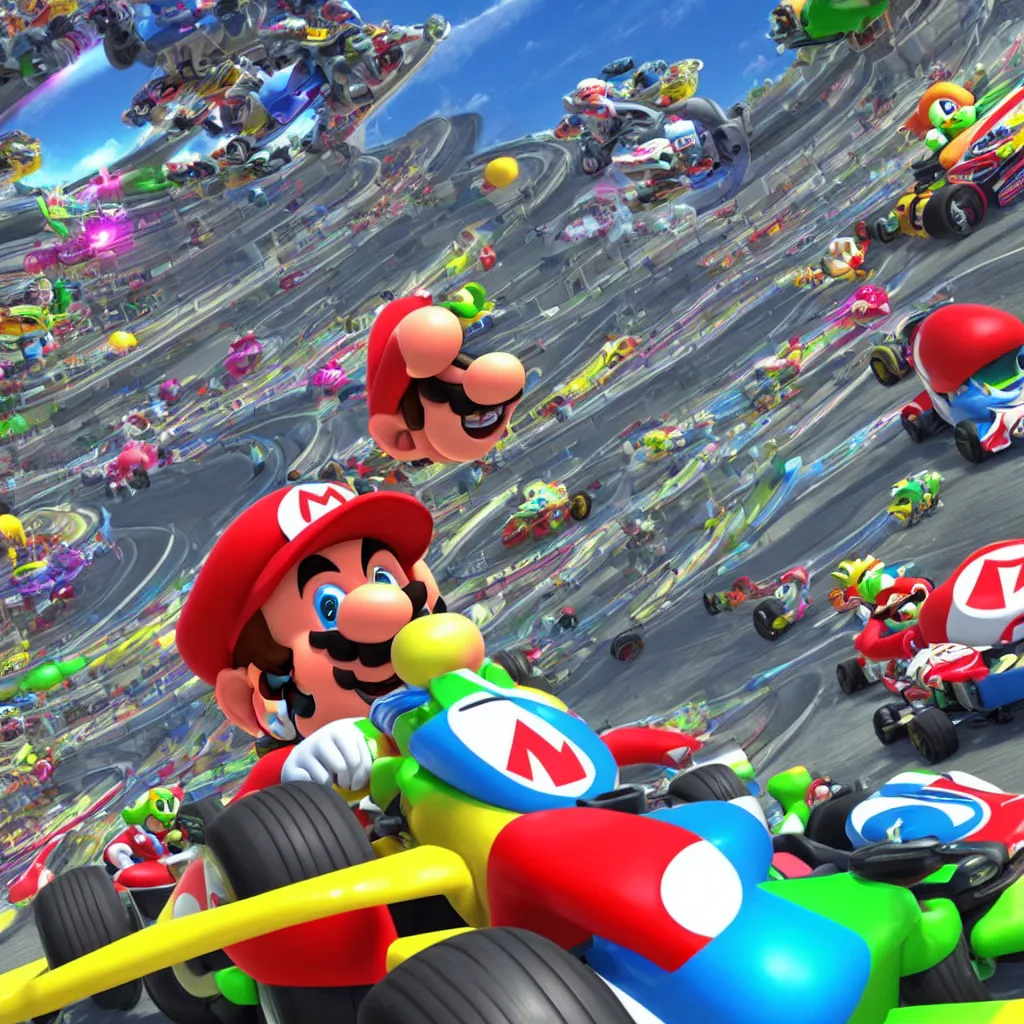 Image similar to new racing track dlc for mario kart 8 deluxe