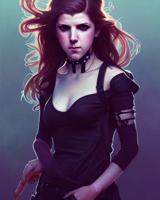 Prompt: portrait of Anna kendrick as a gorgeous punk girl, elegant, digital painting, highly detailed, artstation, concept art, smooth, sharp focus, illustration, art by artgerm and greg rutkowski and alphonse mucha