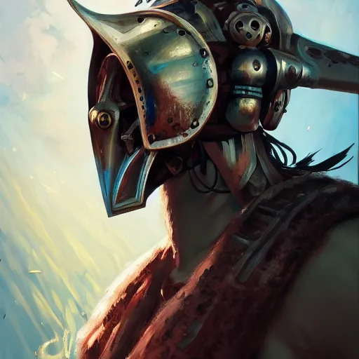 Image similar to cyberpunk viking helmet mask warrior goddess robot ninja fantasy, art gta 5 cover, official fanart behance hd artstation by jesper ejsing, by rhads, makoto shinkai and lois van baarle, ilya kuvshinov, ossdraws