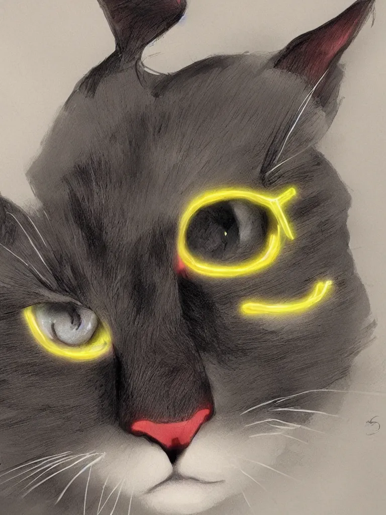 Image similar to cats with neon eyes by disney concept artists, blunt borders, rule of thirds