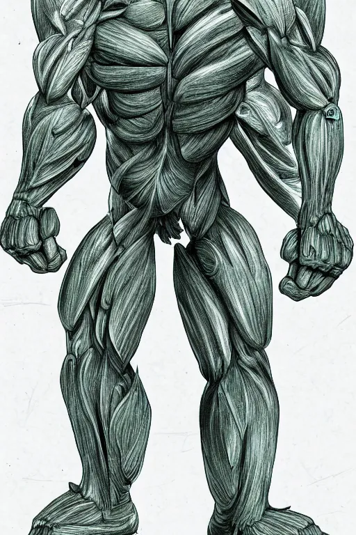 Image similar to a humanoid figure broccoli man, muscular, full body, highly detailed, digital art, sharp focus, trending on art station, anime art style