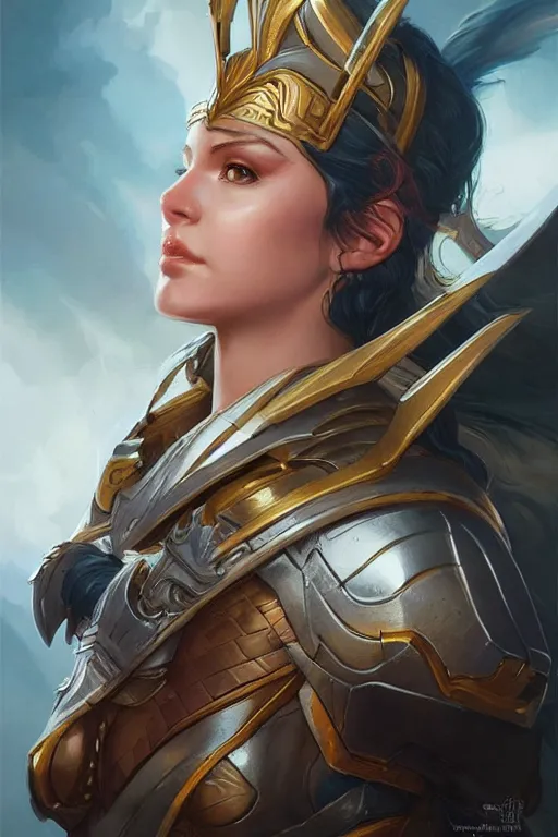 Image similar to amazon valkyrie athena, d & d, fantasy, portrait, highly detailed, headshot, digital painting, trending on artstation, concept art, sharp focus, illustration, art by artgerm and greg rutkowski and magali villeneuve