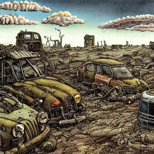 Image similar to post apocalyptic landscape by raymond briggs