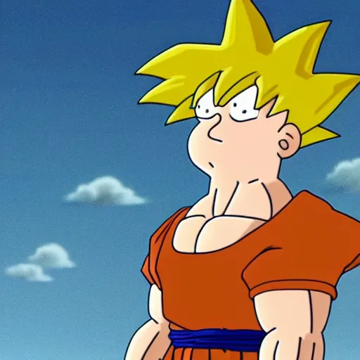 Prompt: Still of Goku in Family Guy