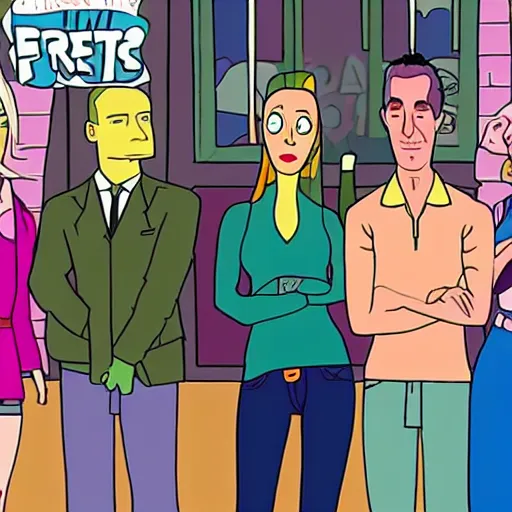 Image similar to still from the hit tv show friends in the style of bojack horseman