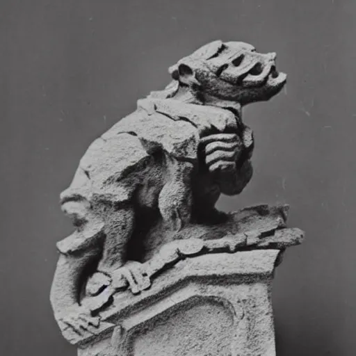 Prompt: antique photo of a creature busting out of a stone gargoyle, highly detailed, cfg = 1 5