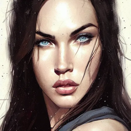 Image similar to “ portrait of megan fox by greg rutkowski, young, attractive, highly detailed portrait, scifi, digital painting, artstation, concept art, smooth, sharp foccus ilustration, artstation hq ”