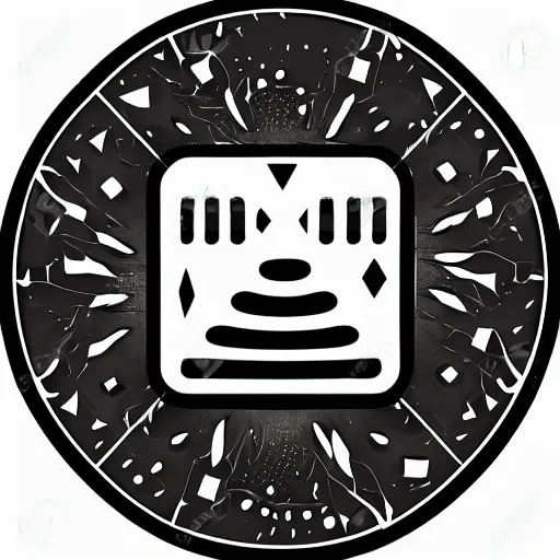 Prompt: a 2 d black fountain of dice instead of water icon, dice exploding, particles, modern design, dark paint, in the style of ancient greece, high resolution, white background, no numbers, no letters, extremely detailed, vector, 4 k, concept art, award winning, black and white,