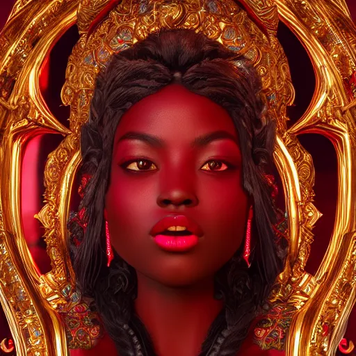 Prompt: wonderful princess of ruby with dark skin, ornate 8 k gorgeous intricate detailed, accent lighting, dramatic light, octane render