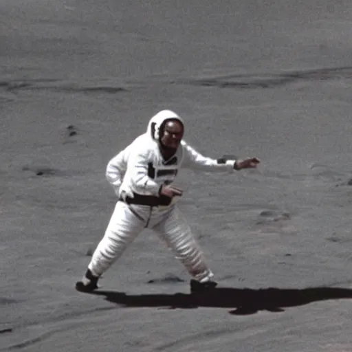 Prompt: rodney dangerfield playing basketball against astronauts on mars