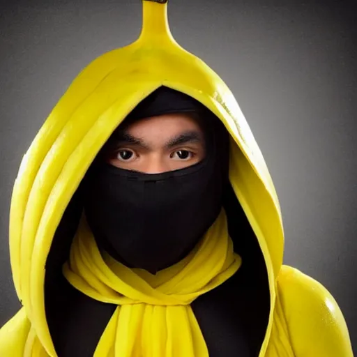 Image similar to a banana dressed as a ninja