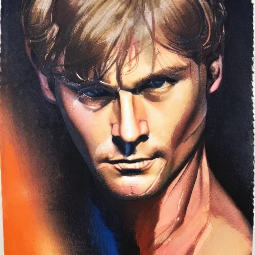 Image similar to photorealistic picture, by bob peak and alex ross, jakarta undercover, gouache and wash paints, fine details, fine intricate, fine facial proportionate, fine body proportionate, fine fix broken line, fine fix duplicate line, fine background proportionate, smooth focus, sharp details, bokeh, 4 k, fine 5 k details