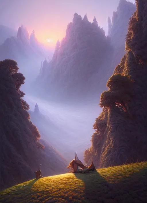 Image similar to spring mornings in the low - poly hills, diffuse lighting, fantasy, intricate, surrealism!!!!, highly detailed, lifelike, photorealistic, digital painting, artstation, illustration, concept art, smooth, sharp focus, by greg rutkowski, chris tulloch mccabe, valentina remenar and asher duran,