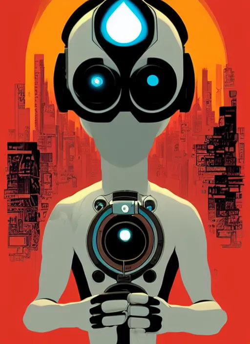 Image similar to poster artwork by Michael Whelan and Tomer Hanuka, Aperture Science, clean