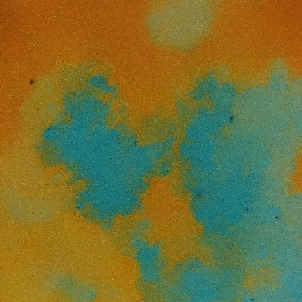 Prompt: texture of thick creamy impasto oil paint, colours cream teal ochre