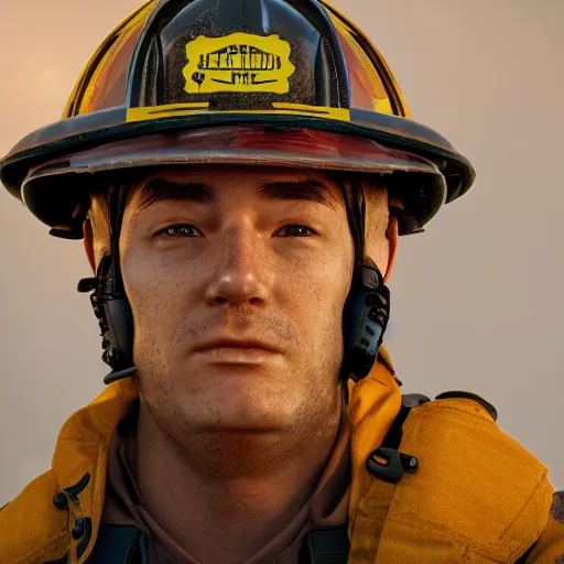 Prompt: portrait of fireman _ jeck, 8 k uhd, unreal engine, octane render in the artstyle of finnian macmanus, john park and greg rutkowski