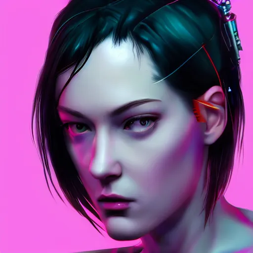 Image similar to stoya in cyberpunk style digital art very detailed 4 k detailed super realistic