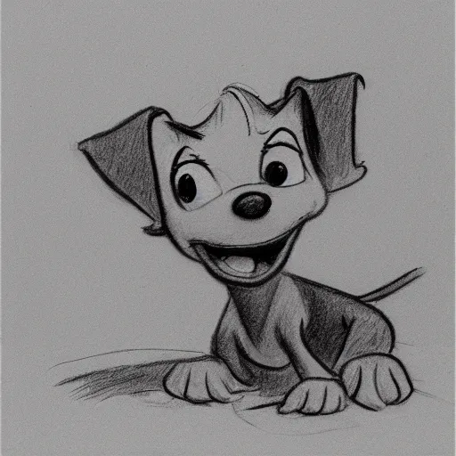 Image similar to milt kahl pencil sketch of happy mini schnauzer cartoon lady and the tramp style