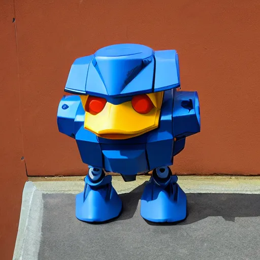 Image similar to a gundam shaped like a duck, robot shaped like a rubber duck