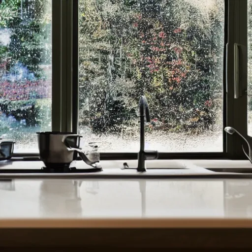 Prompt: an ant's perspective looking out at a kitchen, realistic 4k