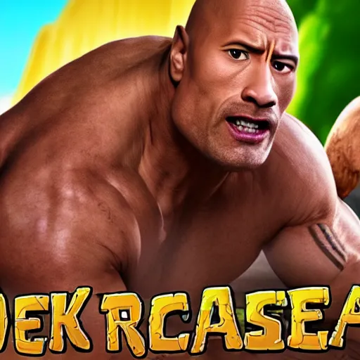 Prompt: dwayne the rock johnson hog rider clash of clans