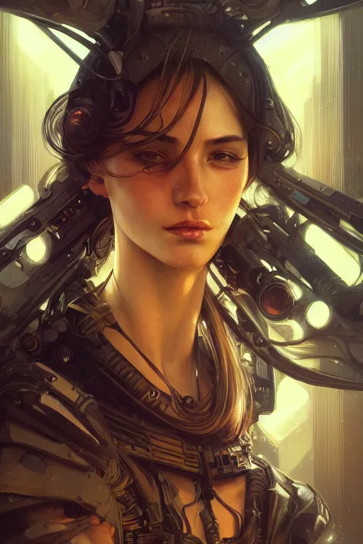 Prompt: ultra realistic illustration, closeup headshot portrait, hacknaut cyberpunk, sci - fi, fantasy, intricate, elegant, highly detailed, digital painting, artstation, concept art, smooth, sharp focus, illustration, art by artgerm and greg rutkowski and alphonse mucha