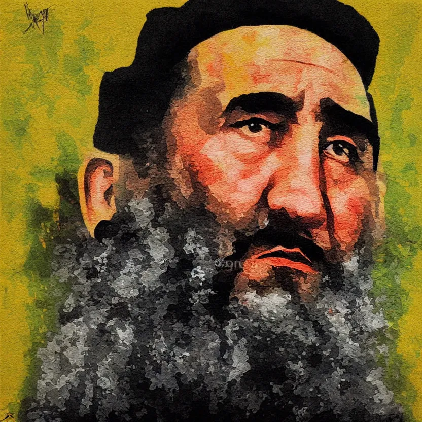 Prompt: cubic painting fidel castro