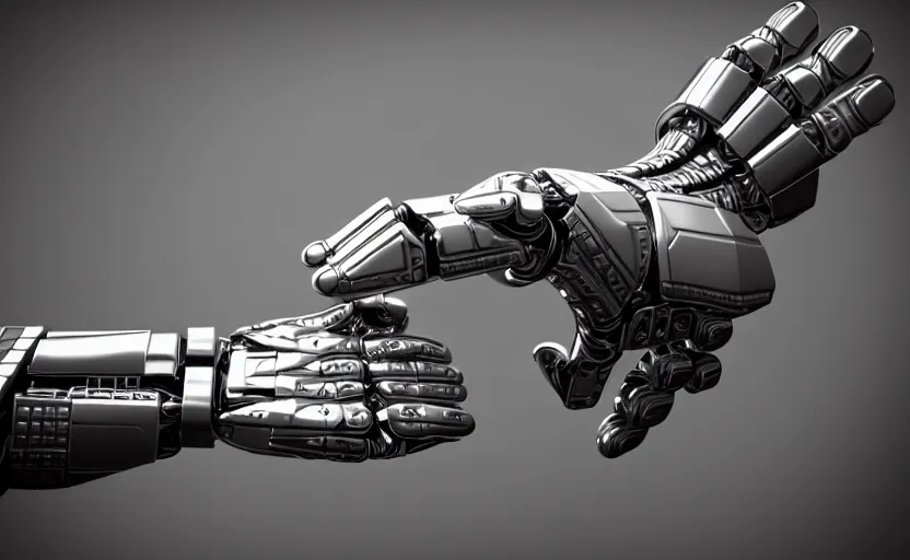 Image similar to highly detailed futuristic robotic hand, 8 k render, natural light, sharp, unreal engine