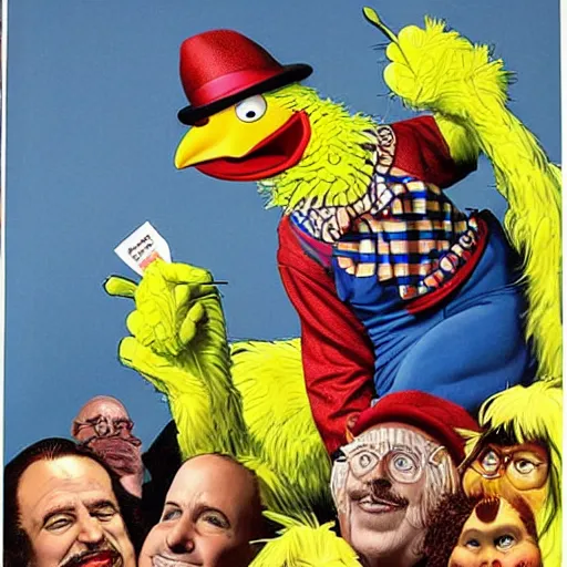 Prompt: big bird from sesame street by artgem by brian bolland by alex ross by artgem by brian bolland by alex rossby artgem by brian bolland by alex ross by artgem by brian bolland by alex ross