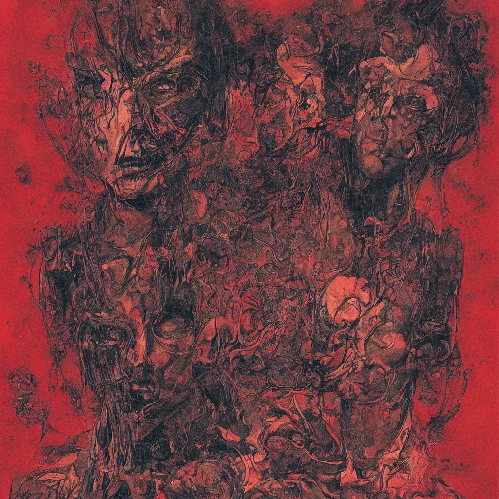Prompt: Playboi Carti portrait, part by Beksiński and EdvardMunch. warhammer 40000 elegant, vibrant, futuristic, dark fantasy, intricate, smooth, artstation, art by Takato Yamamoto, Francis Bacon masterpiece