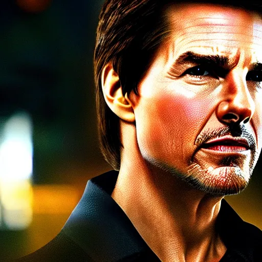 Image similar to movie still portrait of tom cruise playing as tony stark in iron man ( 2 0 0 8 ) sharp focus, shallow depth of field, 4 k editorial photograph