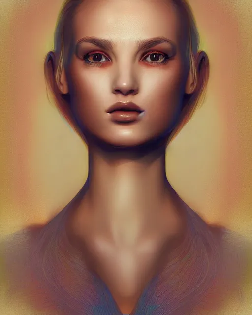 Prompt: closeup portrait of a woman, symmetric, vibrant, digital painted art by irakli nadar