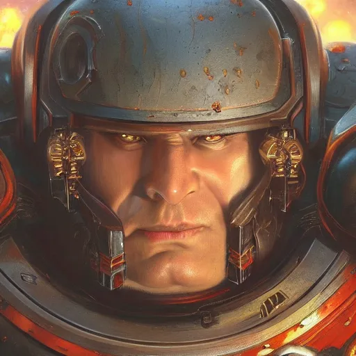 Prompt: Space Marine, closeup character art by Neil Roberts, Marc Lee, Vladimir Krisetskiy, Donato Giancola, Craig Mullins digital art, trending on artstation