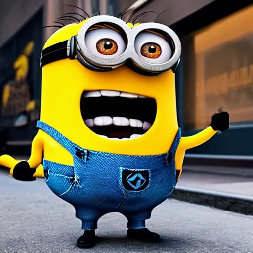 Image similar to 4 k instagram photo of a huge minion monster terrorizing new york city