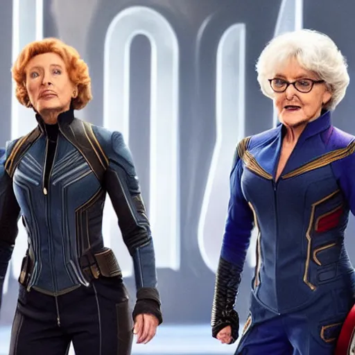 Prompt: Avengers Endgame (2019) played by the the Golden Girls