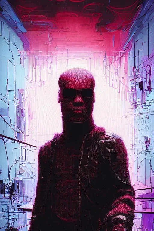 Prompt: portrait of Elmo in The Matrix. intricate abstract, intricate artwork by Tooth Wu, wlop, beeple, dan mumford. octane render, trending on ArtStation, greg rutkowski, very coherent symmetrical artwork. cinematic, hyper realism, high detail, 8k, iridescent accents