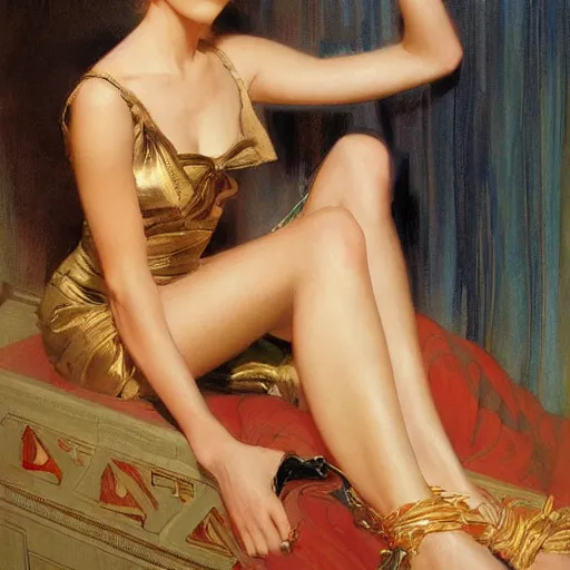 Image similar to detailed portrait of art deco anime girl, painting by gaston bussiere, craig mullins, j. c. leyendecker