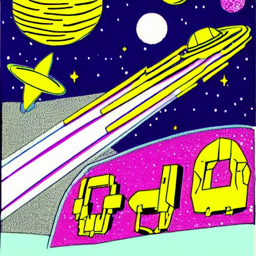 Prompt: Liminal space in outer space, 80s clip art