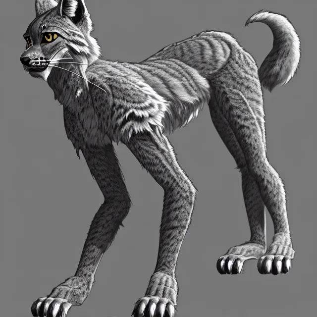 Image similar to the full body of anthropomorphic lynx fursona from behind wearing a steampunk suit as unimaginably beautiful, gorgeous, elegant, young woman with lynx head, an ultrafine hyperdetailed illustration by furaffinity, intricate linework, white fur, unreal engine 5 highly rendered, global illumination, radiant light, detailed and intricate environment