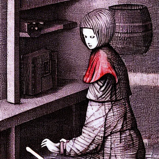 Prompt: Yume Nikki by Hieronymous Bosch