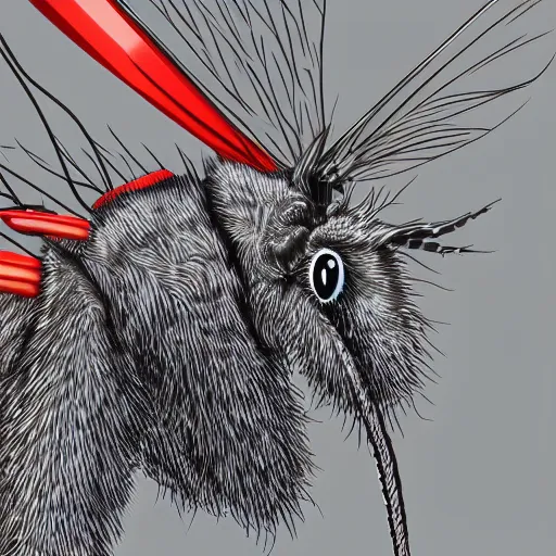 Image similar to digital art of mosquito close up highly detailed