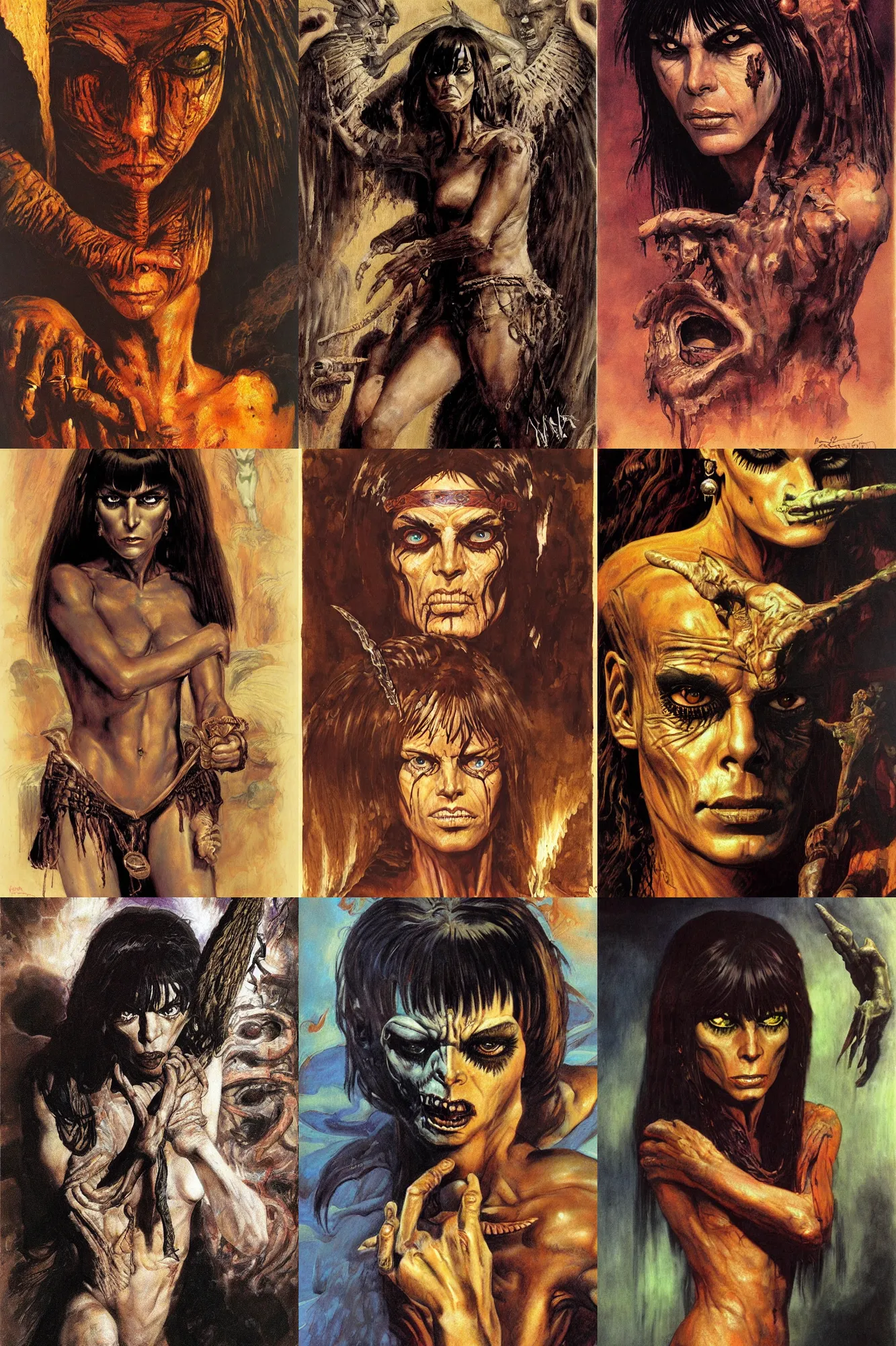 Prompt: detailed portrait of anne rice's the mummy, or ramses the damned by frank frazetta, ken kelly, simon bisley, richard corben, dark, psychedelic, hallucinogenic, lsd